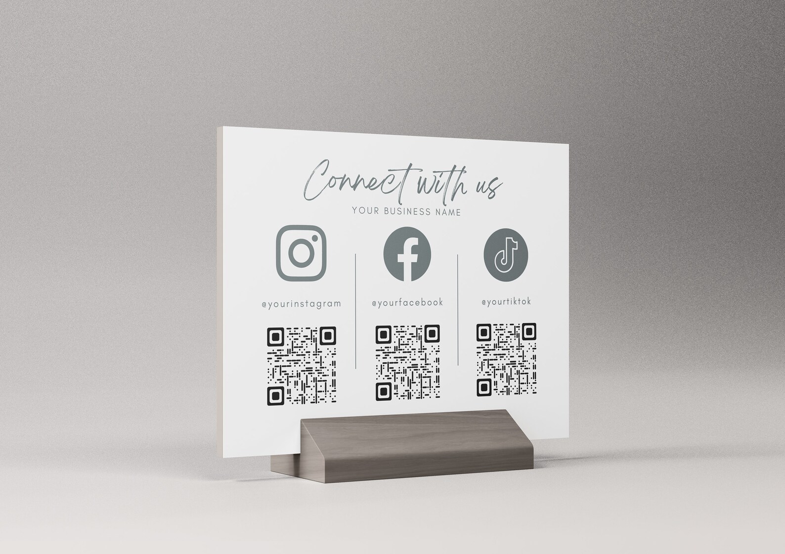 Connect With Us QR Code Sign Template, Social Media Small Business Sign ...
