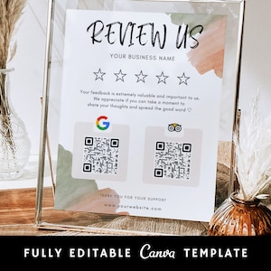 Review Request QR Code Sign Template, Business Review Us Invitation Sign, Customizable TripAdvisor, Google Review, Review Purchase, QR Print