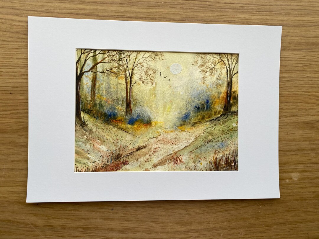 Original Watercolour Landscape, Autumn Scene Painting, Semi Abstract ...