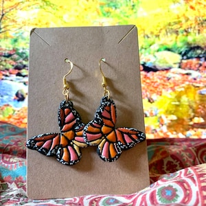 Monarch Butterfly Clay Earrings | Clay Earrings | Monarch Butterfly Earrings | Butterfly Dangle Earrings