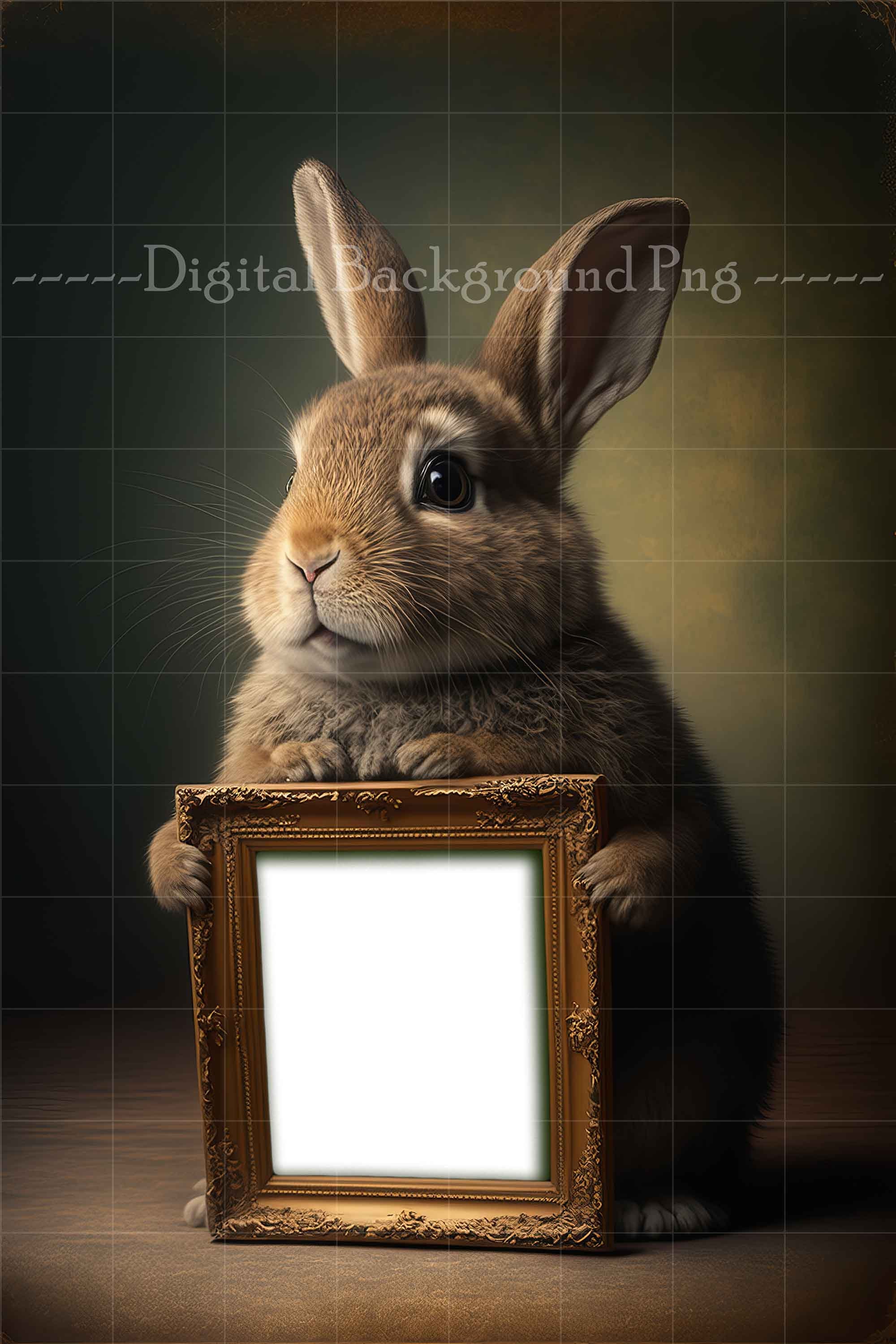 Easter Bunny Frame Digital Backdrop PNG File Fine Art Etsy