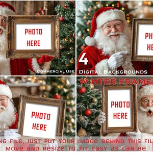 4 PACK, Santa Frame Christmas CG Digital Backdrops, Overlays, Papai Noel feliz, Papai Noel surpreso, TikTok, Instagram, PNG Drop, Cartão personalizado, Natal