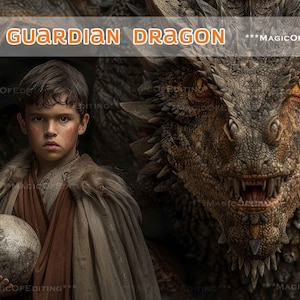 Dragon Guardian Digital Background: Majestic Castle Composite (JPEG)