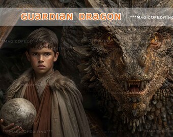 Dragon Guardian Digital Background: Majestic Castle Composite (JPEG)