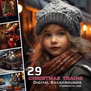 Fondos digitales de trenes navideños de Polar Express, material navideño, árbol de Navidad, chatarra, TikTok, nieve de invierno, tarjeta de felicitación, Instagram, mascota