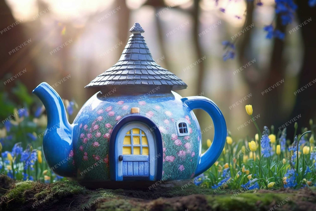 Digital Background Magical Tea Kettle Enchanted Forest Etsy