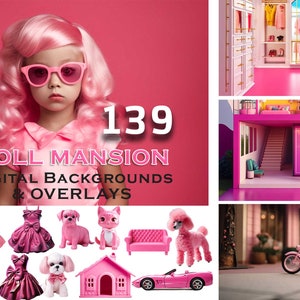 139 PACK, Barbie Inspired Digital Backdrops, Doll Backdrop, Barbie Dream House, Mega Bundle, Digital Download, Scrapbooking, Birthday, Pet