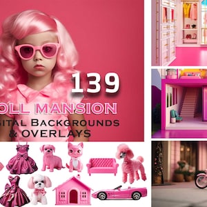 139 PACK, Barbie Inspired Digital Backdrops, Doll Backdrop, Barbie Dream House, Mega Bundle, Digital Download, Scrapbooking, Birthday, Pet