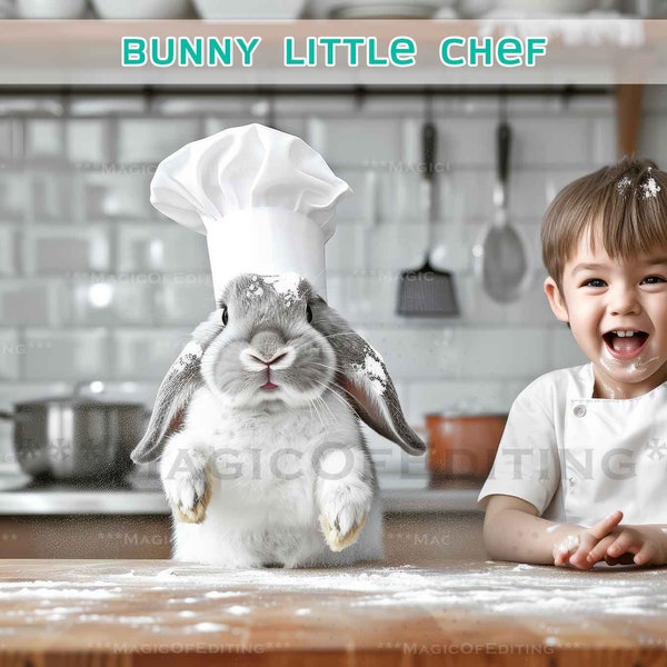 Easter Bunny Chef, Easter Digital Background, Composite, Artists, Easter Digital Backdrop, Easter Photo, Birthday, Photoshop Overlay, Pets