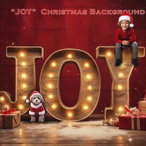JOY letras grandes Telón de fondo digital, Stock de Navidad, Fondo de Navidad, Chatarra, TikTok, Invierno, Nieve, tarjeta de felicitación, Instagram, Mascota, Vacaciones
