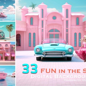 33 PACK, Value Bundle Barbie Dollhouse Digital Backdrop Photoshop Overlay Barbie Dream House Pink Closet Doll Dress Barbie Backdrop Studio