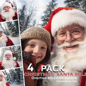 4 サンタセルフィーデジタル背景、クリスマスストック、クリスマス背景、セルフィー、TikTok、冬、雪、グリーティングカード、Instagram、ペット、休日