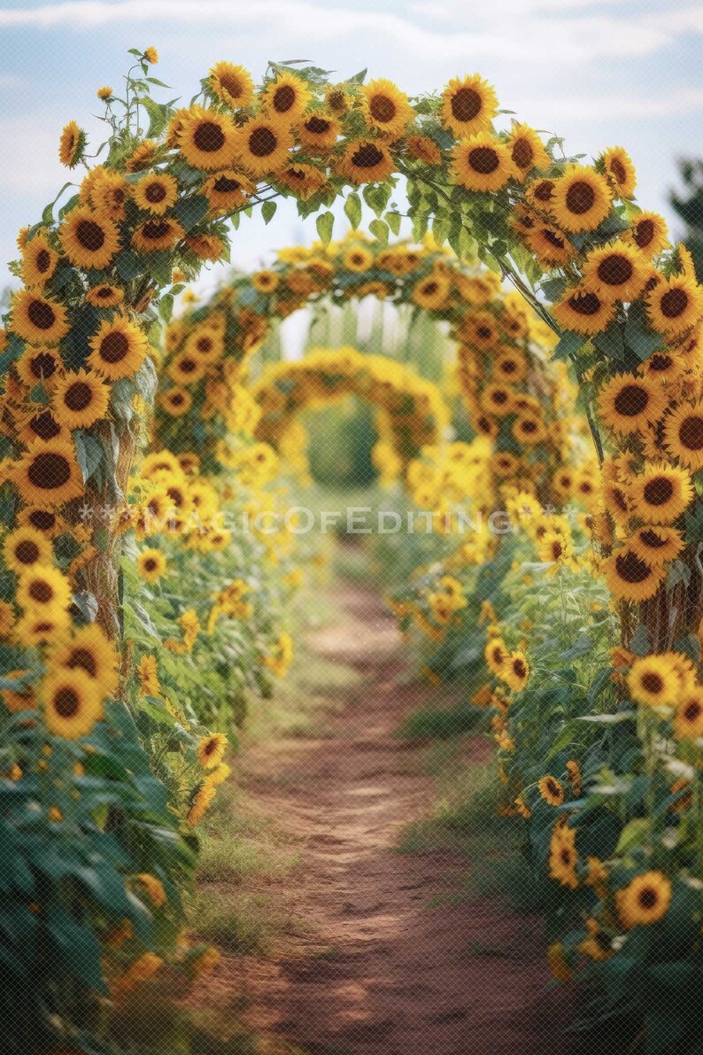 Premium Sunflower Arch Backdrops, Sunflower Field, Rustic Sunflower ...