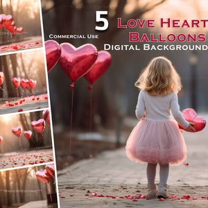 VDay バラと風船、バレンタイン デジタル背景、ストック画像、ロマンチックな背景、スクラップ、恋人、ハート、グリーティング カード、妖精の夜、愛