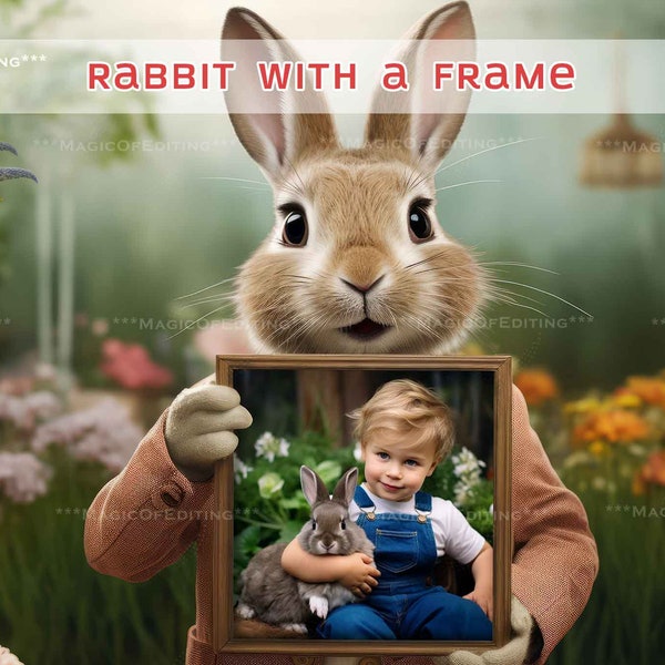 EASTER Bunny Frame, BACKGROUND, photography backdrop, photoshop composite, newborn photographer, eggs, rabbit photo, pink overlay mask, pets