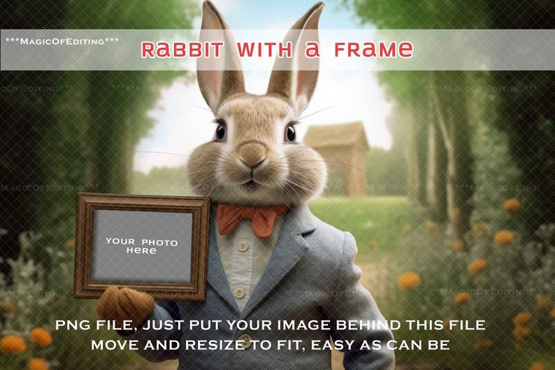 Easter Frame Rabbit EASTER Bunny, Rabbit Frame, BACKGROUND, Photography Backdrop, Photoshop ...