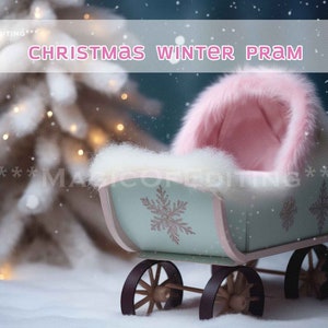 クリスマス 新生児 冬 乳母車 デジタル背景 クリスマスストック クリスマス背景 素朴なクリスマス 冬 赤ちゃん グリーティングカード スタジオ ピンク 女の子