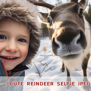 トナカイの写真の自撮り背景、デジタル背景、Instagram、TikTok、喜び、クリスマス背景、デジタルダウンロード、クリスマス、サンタ、オーバーレイ