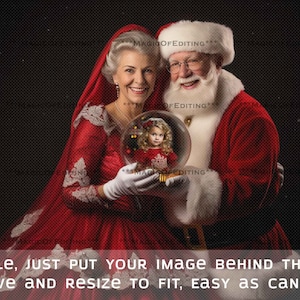 サンタクロース夫妻のスノーグローブデジタル背景、クリスマスストック、クリスマス背景、TikTok、冬、雪、グリーティングカード、Instagram
