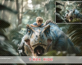 T-Rex Ride, Dinosaur Backdrop, Digital Background, Gamer, Birthday, Scrapbook, composition, Fantasy Background, Jurassic Park, Pets, Invites