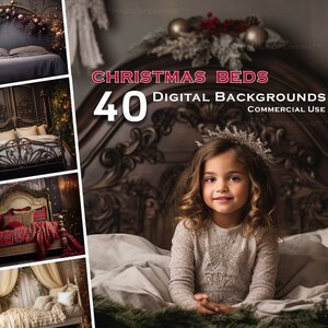 Cama de Natal, fundo de estúdio de Natal, fundo de aniversário, fundo digital, Cakesmash, fundo de estúdio, Papai Noel, sobreposições, modelo, animal de estimação