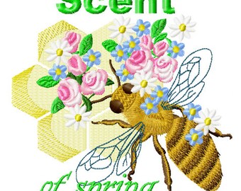 Embroidery design Bee with honeycombs, Embroidery design Bee with honeycombs 80x80_123x123_175x175mm