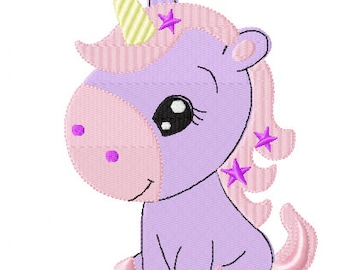 Embroidery file, embroidery design baby unicorn in two sizes 120x150 and 85 x 103 mm