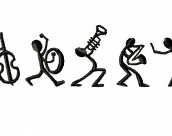 Embroidery file, embroidery image Embroidery design jazz orchestra Size: 138 x 40 mm Embroidery design jazz orchestra