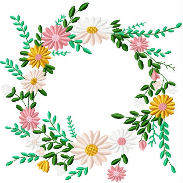 Embroidery file Embroidery program Embroidery design Flower wreath in two sizes: 200 x 200 mm 1-piece and 300 x 295 mm 2-piece