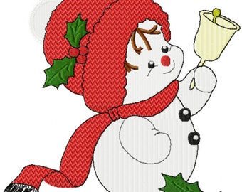 Stickdatei Schneemann Weihnachten in drei Größen: 180x190mm, 107x115mm,70x75mm