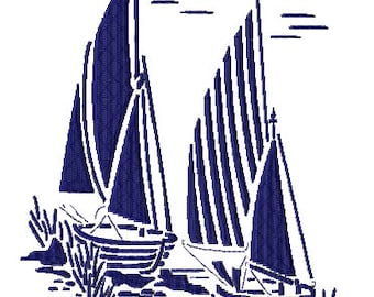 Stickdatei Stickprogramm Stickdesign Segelboote in zwei Größen: 82x110mm 136x180mm