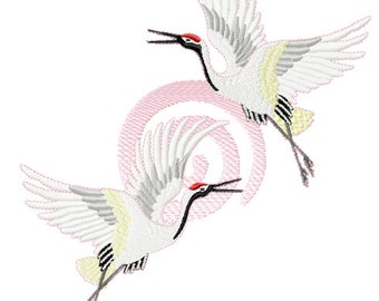 Embroidery file Embroidery program Cranes 125 x 112 mm and 190 x 180 mm