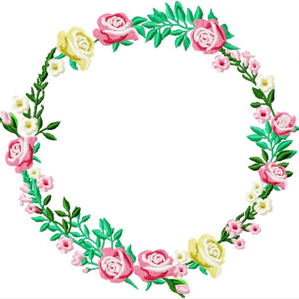Stickprogramm, Stickdatei Blumenkranz Embroidery design flower wreath