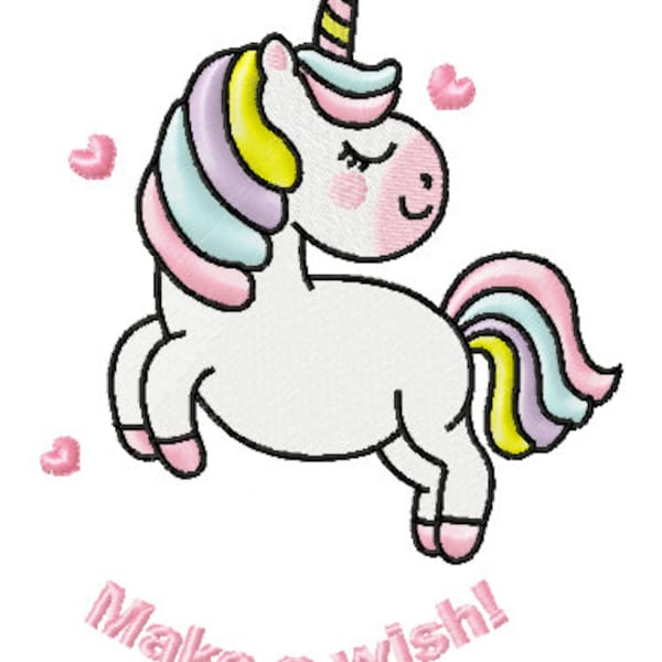 Stickdatei Stickbild Stickprogramm Embroidery design Einhorn fliegt flying Unicorn in zwei Größen: 100x128_130x170mm