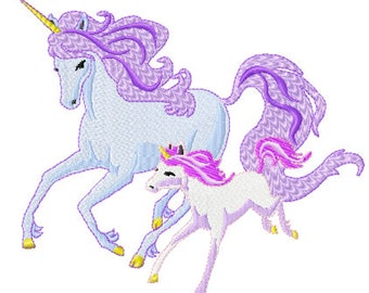 Embroidery file unicorn with child in two sizes