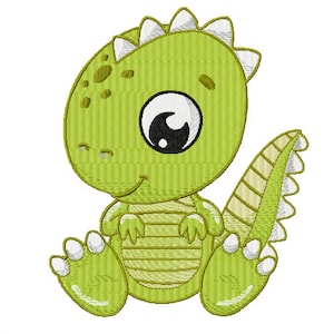 Stickdatei, Stickprogramm, Stickdesign, embroidery design dino grün süss in drei Größen:82x98/110x130/140x170mm
