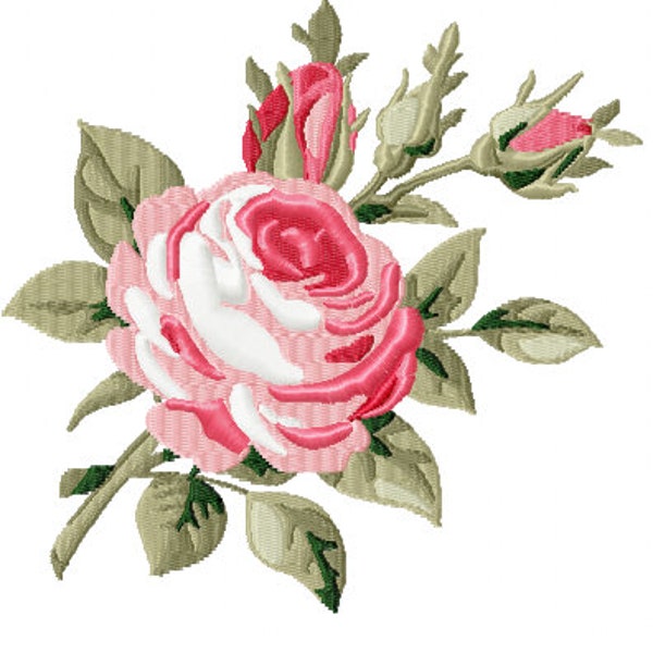 Stickdaatei Stickbild Sticprogramm Rose in zwei Größen: 150x155 und 200x195mm broderie desing rose