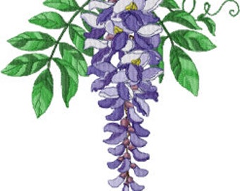 Stickdatei Stickbild Stickdesigen Embroidery Design Chinesischer Regen Blume Floralmuster in zwei Größen: 145x162 und 196x220mm.