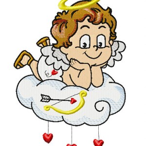 Stickdatei Stickbild Stickmuster Valentinstag Amor in zwei Größen 115x85mm und 195x130mm Embroidery design Amor