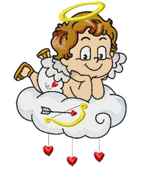 Stickdatei Stickbild Stickmuster Valentinstag Amor in zwei Größen 115x85mm und 195x130mm Embroidery design Amor