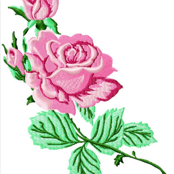 Stickbild Stickdatei Rose Broderie design rose florale en zwei Größen 195x165mm und 132x112mm