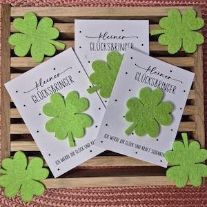 Glücksbringer Kleeblatt, kleine Stoffkleeblatt als Glücksbringer, Kollegin, Freundin, Trost, Mutmacher, Neuanfang, Abschied, Prüfung, G0017