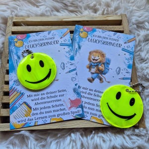 Einschulung,  Löwe / Reflektor Anhänger Smilie, Kleinigkeit für Schultüte, Glücksbringer, erster Schultag, Schulkind 2025, Inhalt Schultüte