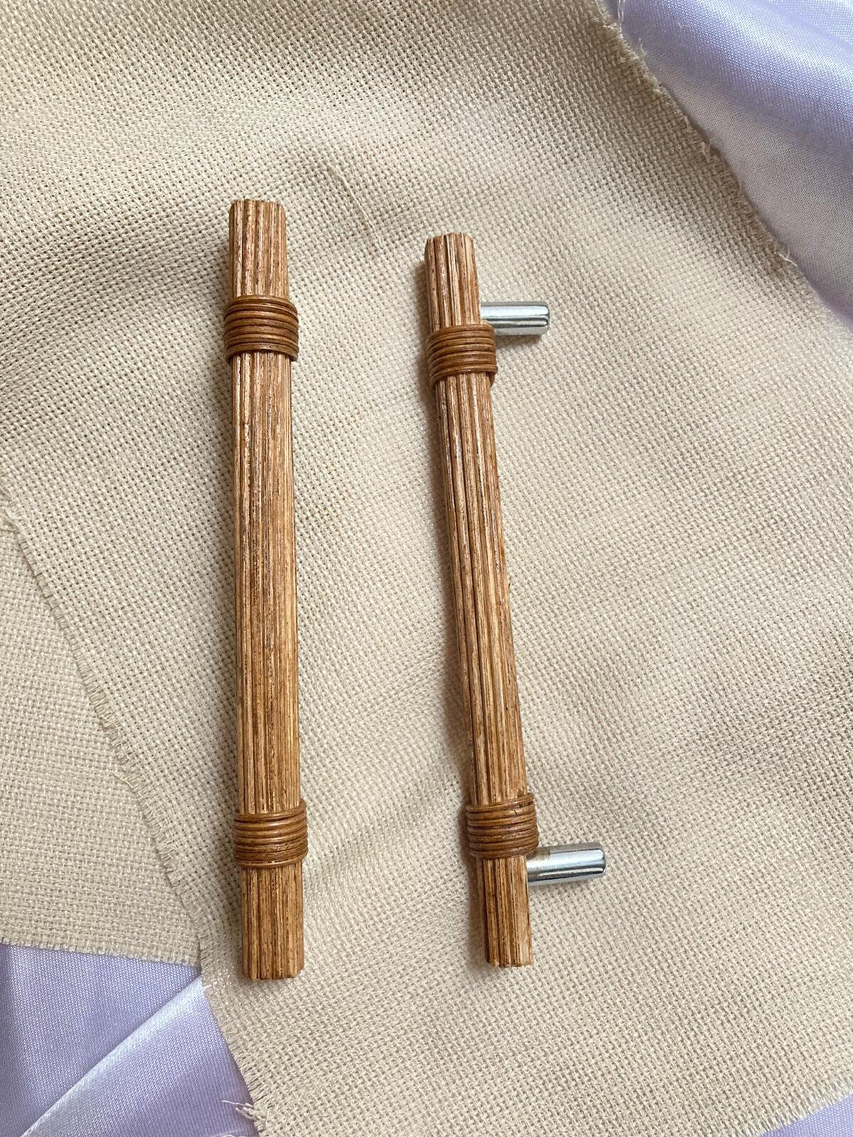 Dark Oak Rattan Bamboo Handle ,boho Dresser Handle, Rattan Knobs for ...