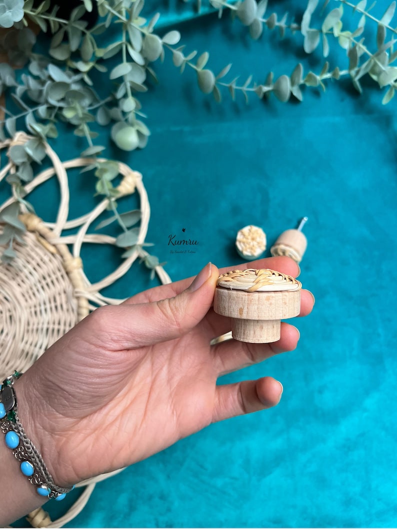 Boho Rattan Dresser Knobs 4cm Diameter Round Wooden Drawer Knobs