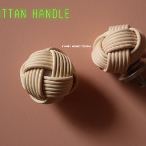 Wicker Rattan  Knob Handle,Boho Dresser Knobs, Rattan Knobs for Dresser, Wardrobes Knobs, Modern Cabinet Pull Handles, Nursey Handle Rattan
