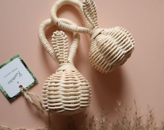 Wicker Rattan Baby Rattle - Kids Room Decor- Handmade Rattan Toys - Wicker Rattan Nursery Toy Newborn Gift - Rattan Marakas- Nursey Gift