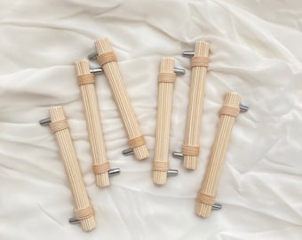 Poignée en rotin naturel tressé et corde de bambou, poignée de commode bohème, boutons de commode en rotin, boutons de placard, poignées de meuble modernes