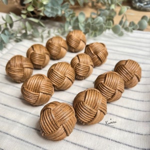 Rieten donkere eiken bamboe rotan knop, moderne Boho dressoir knoppen, rieten bamboe rotan ronde handgreep, moderne kast Pull grepen