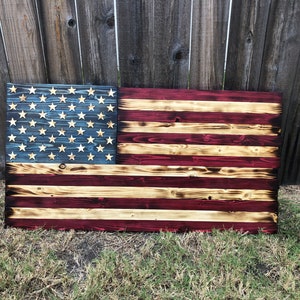 Bandera americana de madera rústica, arte de pared patriótica, bandera estadounidense única en su tipo,